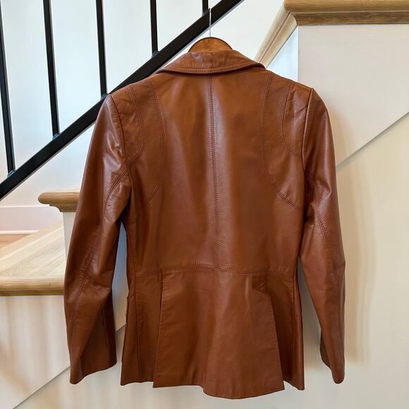 Vintage Casablanca for Guys for Gals Brown Leather Jacket 70s Western Retro - Picture 6 of 7